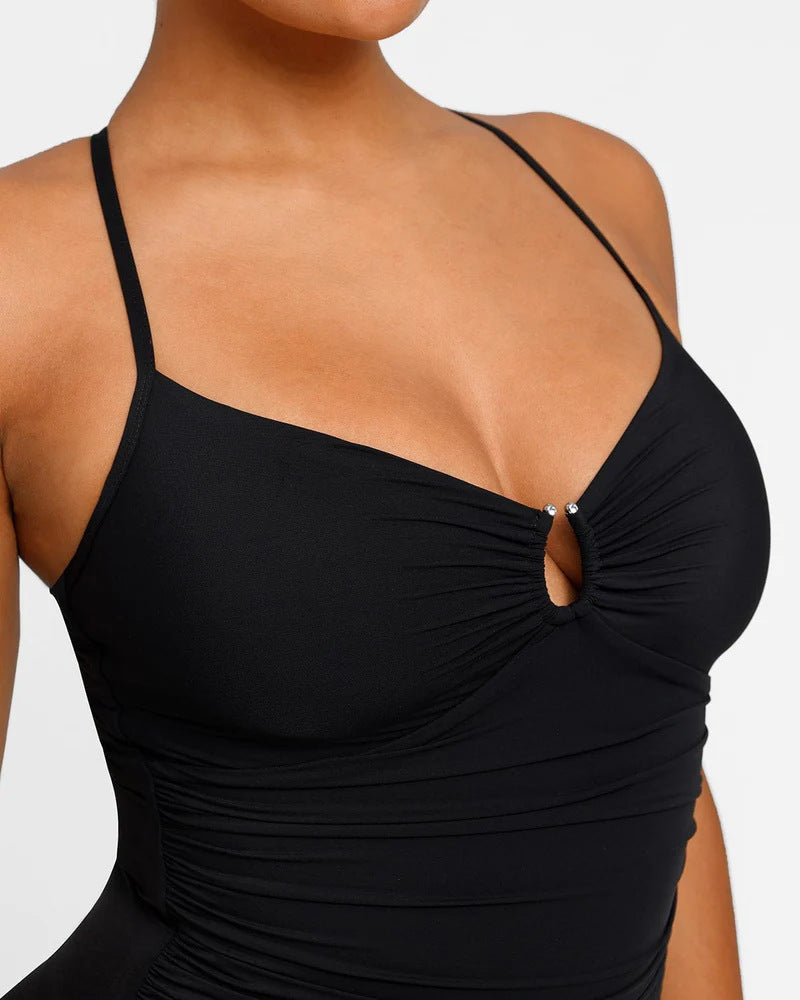 2025 Women's U-Neck Shaping One-Piece Swimsuit Athletic Compression Swimwear for Active Beach & Pool