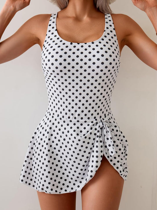 Women's Tummy Control One-Piece Swimdress Modest Skirted Bathing Suit with Long Torso Fit & Adjustable Straps