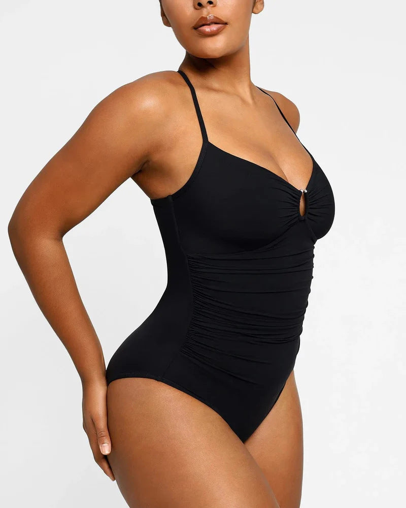 2025 Women's U-Neck Shaping One-Piece Swimsuit Athletic Compression Swimwear for Active Beach & Pool